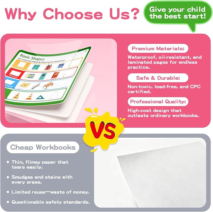 Preschool Learning Activities, Tracing Books for Kids Ages 3-5, Toddler Handwriting Practice Busy Book, ABC Alphabet Letter Number Tracing, Pre-K Kindergarten Workbook Activity Book for 3 4 5 Year Old