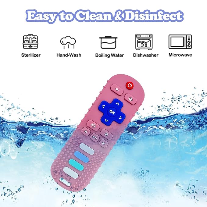 ROBBEAR Baby Teething Toys, Food Grade Silicone Teethers for Babies 3 6 12 18 Months, Fake TV Remote Control Shaped Teether Toys, Infant Chew Toys for Boys and Girls, Freezer BPA Free
