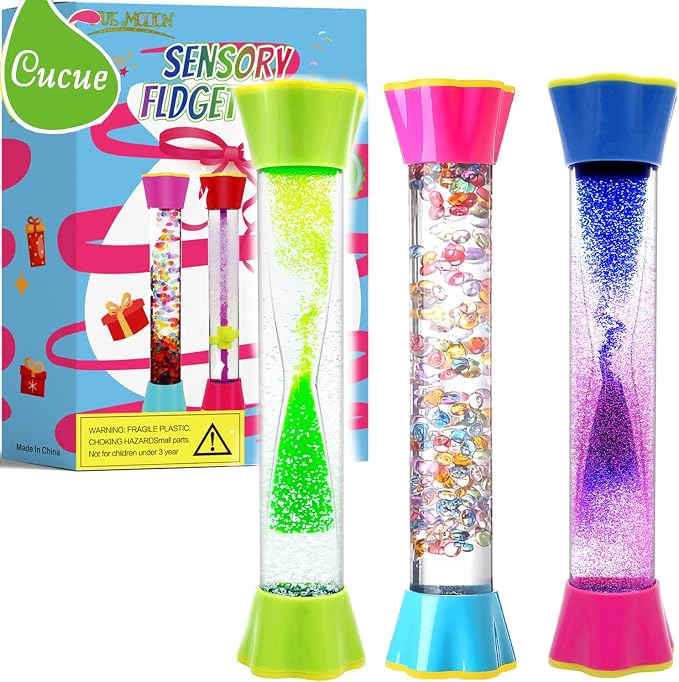 Sensory Fidget Tubes - Stocking Stuffers for Kids & Adults - Liquid Motion Bubbler Sensory Toys - Kids Stocking Stuffers - Colorful Bubble Fidget Toy for Desk & Travel
