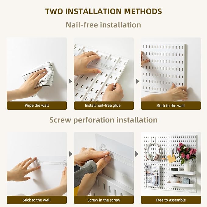 VUSIGN Pegboard Combination Wall Organizer Kit 22" x 22", White | 4 Pieces Pegboards and 17 Accessories, Wall Mount Display Peg board Panel Kits for Bedroom, Home, Office, Bathroom