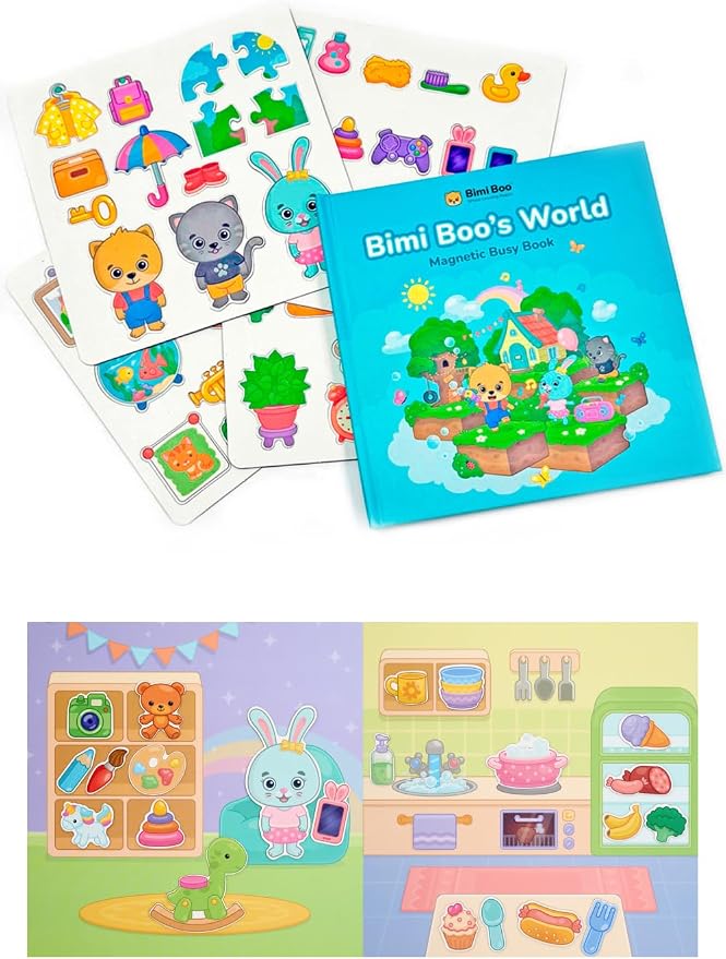 Busy Book for Toddlers 1-3 - Magnetic Pretend Play Activity Book, Montessori Interactive Storytelling Playset for Preschoolers