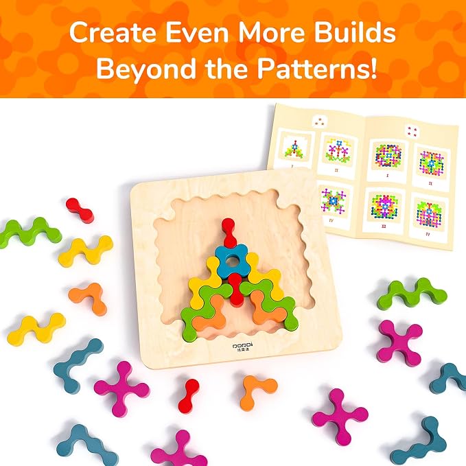 Wooden Brain Teaser Puzzles for Kids - Montessori STEM Tangram Logic IQ Game, Jigsaw Pattern Blocks Educational Toys, Festival Present for Toddlers Boys Girls Ages 3-6 and Adults (Imagination)