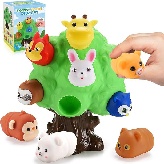 Gifts for 1-5 Year Old Boys, Toddler Toys Farm Animal Learning Toy for Toddlers 1-6 Forest Animal Playset Montessori Toys for 2-6 Girls Sensory Easter Birthday Gifts for Boys
