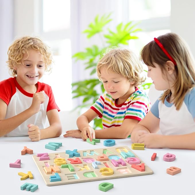 Zeoddler Alphabet Puzzles, ABC Shape Puzzles for Kids, Educational Toys for Toddlers, Preschool Learning Activities, Gift for Girls Boys