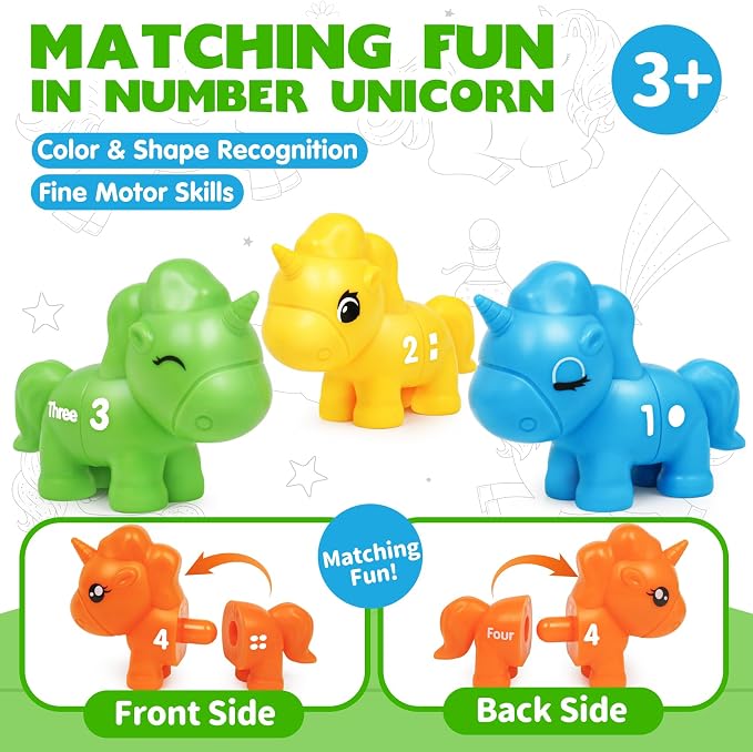Numbers Matching Game Fine Motor Toy, Toddler Number Learning Toys,1 2 3 Educational Learning Sensory Sorting Toys Preschool Math Games Activities Sets for Toddlers Kids