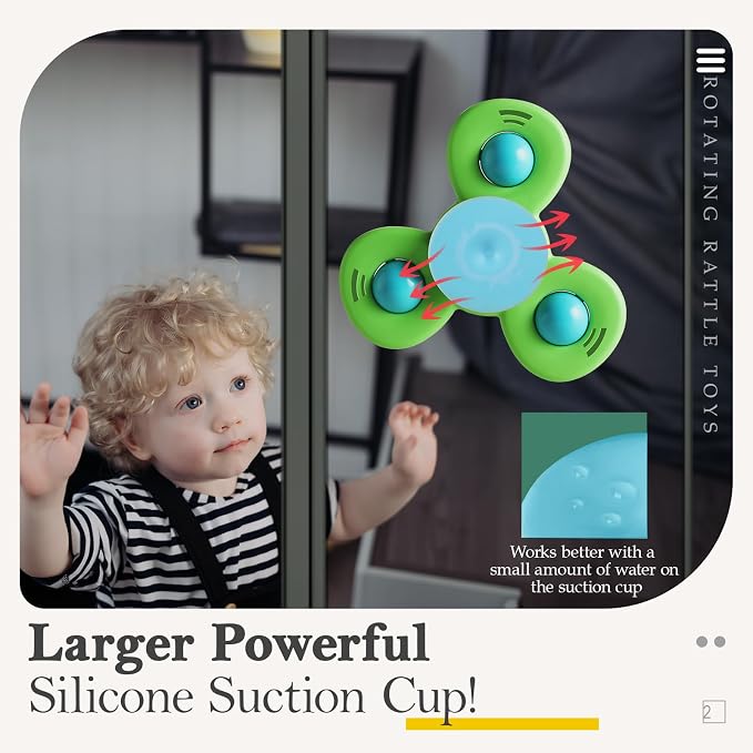 Suction Cup Spinner Airplane Travel Toys for 1 Year Old Boy Girl | Spinning Top 12 18 Months,1 2 Year Old Boy Birthday Gift,Baby Bath Toy for Kids Ages 1-3,Sensory Toy for Infant Toddlers