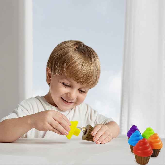 RAINBOW TOYFROG Cupcake Toy Toddler Toy Learning Colors and Shape-Shape Sorting Toys for Toddlers-Geometry Manipulatives Toddler Sensory Toys for Kids - Child Montessori Toys for Girls Boys