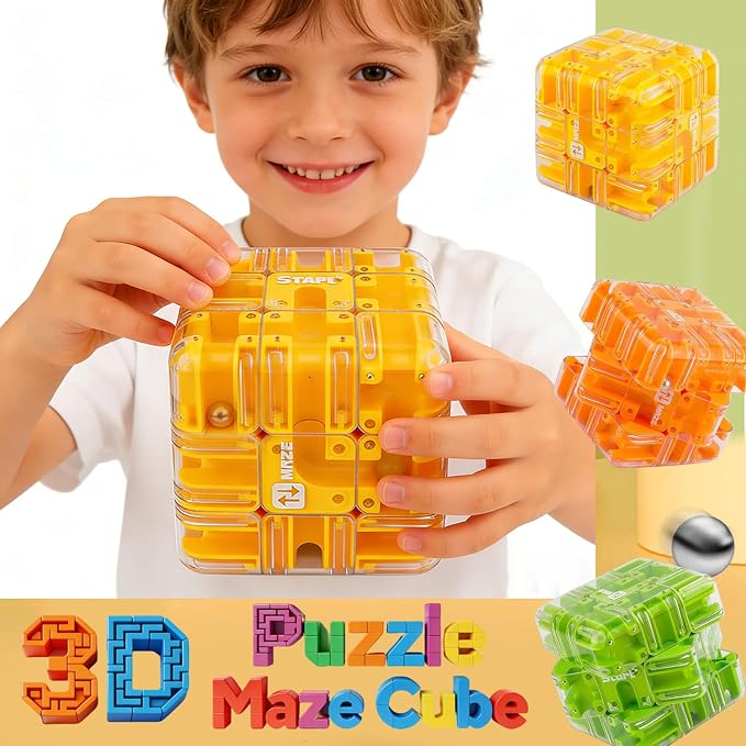 Large 3D Labyrinth Cube Puzzle, Puzzles Maze Cube Ball for Kids, Education Sensory Toys Rubik Race Game Spatial Awareness Brain Training Toy for Stress Relief for Adults Teens(Green)