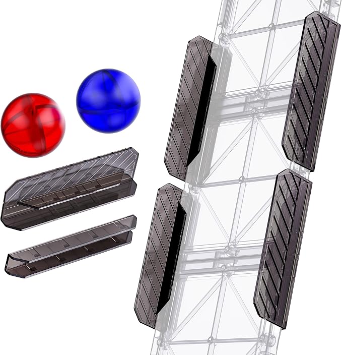 Magnetic Tiles Rail Pack 18-Pieces Magnetic Rail Clamps with Marble Run | Educational Magnet Tiles for Kids Ages 4-8 with Balls, Preschool Birthday Gifts for 3+ Year Old Boys and Girls