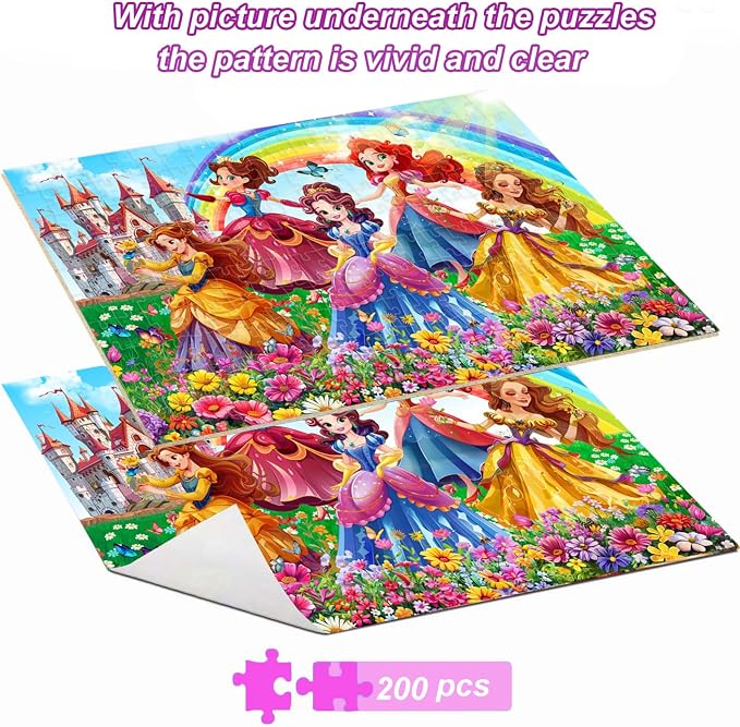 Puzzles for Kids Ages 6-8, 200 Piece Puzzles for Kids- Princess Puzzle | 200 Piece Jigsaw Puzzles for Kids Ages 8-12 Year Old and Adults.Colorful Children Puzzles for Girls and Boys Educational Toys