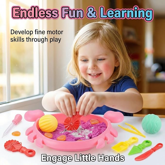 Carolart Mini Crab Sandbox, Sensory Bin with Color Changing Sand | Ocean sensory kit with sensory balls and tools, ocean sensory play toy, gift for boys girls ages 3-8