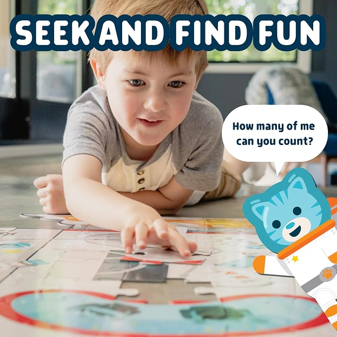 Chuckle & Roar Dinosaur Floor Puzzle, Puzzles for Kids Ages 4-6, 50 Piece | Glow-In-The-Dark Dinosaur Bones, Oversized Pieces for Little Hands, 2 ft x 3 ft Floor Puzzles for Kids, Toddler Puzzles