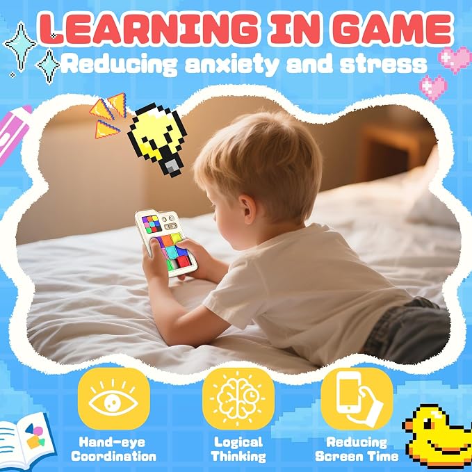 SMILESSKIDDO Kids Games Brain Teaser Slide Puzzle, with 1000+ Challenges | Original 3 Modes, Travel Toys Electronic Sliding Gifts for Boys & Adults, Fun Unblocking Logic Toy for Kid
