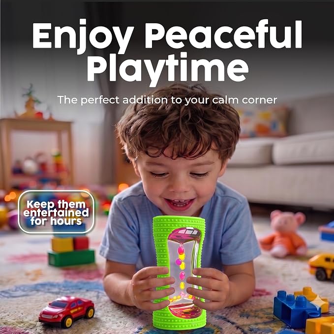 BUNMO Liquid Motion Bubbler Sensory Toy for Kids & Adults – Gentle Fidget Toy for Mindfulness – Stimulating Visual Sensory Experience – Colorful Bubble Fidget Timer for Desk & Travel - Green