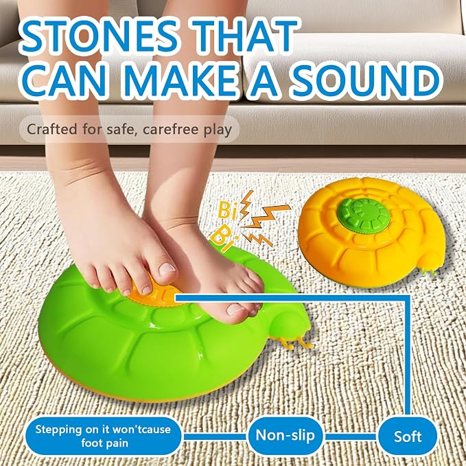 Stepping Stones for Kids, 5 PCS Non-Slip Sensory Stepping Stones for Toddlers 1-3 with Sound to Promote Kid's Balance and Coordination Skills Indoor or Outdoor, Gifts for Toddlers