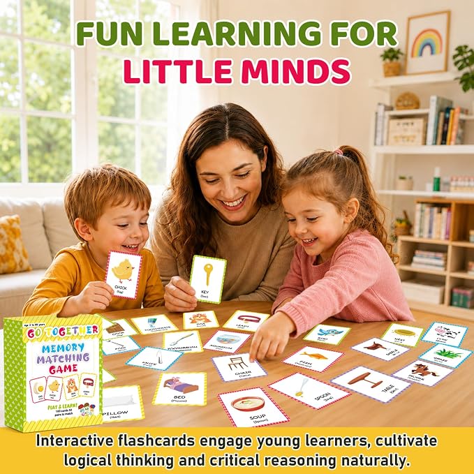 gisgfim 100 PCS Go Together Memory Matching Game Associations Learning Flashcards Educational Vocabulary Sorting Concentration Memory Card for Preschool Ages 3-8 A Fun & Fast Activities Matching Games
