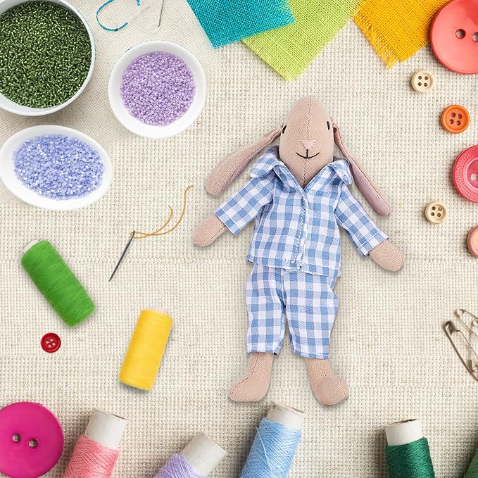 Giant bean Bunny Toys for Kids, 4 PCS Hand Made Rabbit Family Dolls | Easter Bunny with Removable Clothes, Suitable for Infants, Boys and Girls, Dollhouse People, Easter Basket Essentials