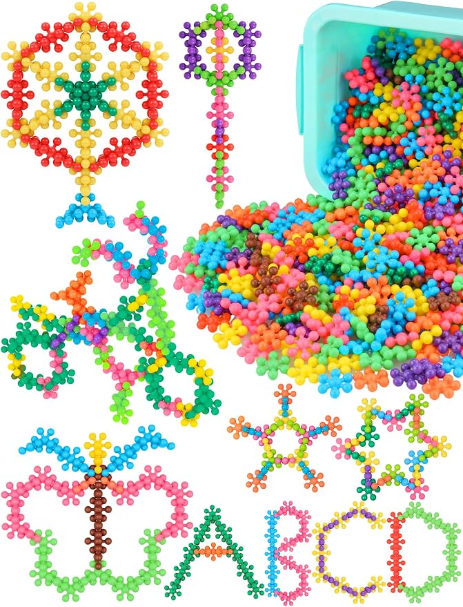 600PCS Building Blocks STEM Construction Toy for Kids 3+, Multi-Color | Interlocking Snowflake Discs in BPA-Free Plastic with Storage Case – Boosts Fine Motor Skills & Creative Play