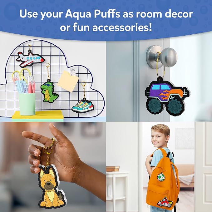 Skillmatics Aqua Puffs Just Boy Things, Art & Craft Kits, Paint by Number | DIY Puffy Keychains, Screen-Free, Mess-Free Activity Kit, Creative Gift for Girls & Boys Ages 4, 5, 6, 7, 8, 9, 10