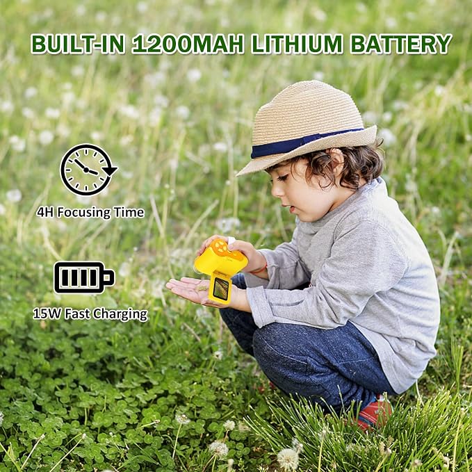 1000X Microscope for Kids 8-12, 4K HD Screen with 6 LED Lights, Portable Microscope for Outdoor STEM Learning, Rechargeable Science Kit, Birthday Easter Gifts for Kids