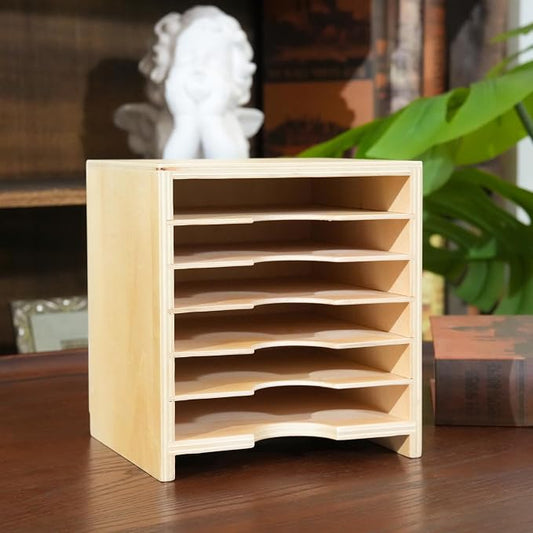 Premium Montessori Card Cabinet – 6-Layer Wooden Storage Organizer for Geometric Cards, Nomenclature & Learning Materials, Compact Classroom Organization, Homeschool Kids Ages 3-6 (No Assembly)