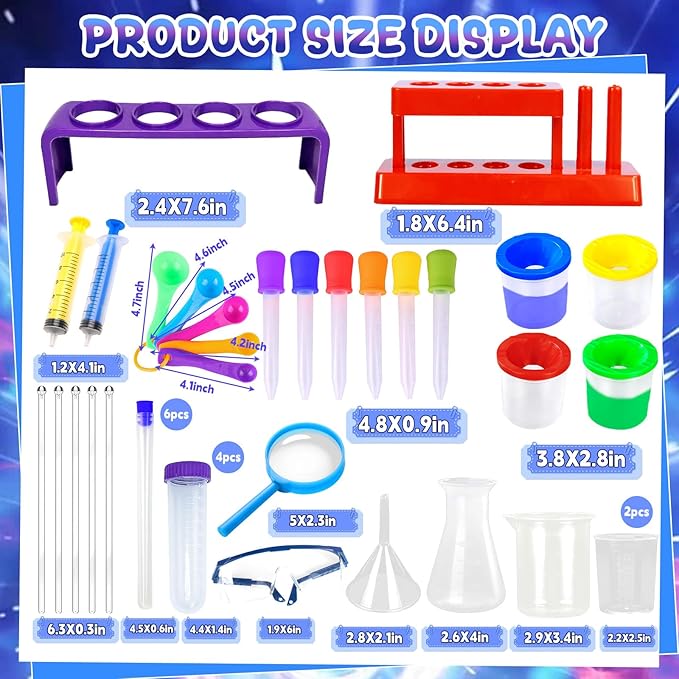 Bbiamsleep 37PCS Science Kits for Kids, Beakers and Test Tubes Experiments | Color Science Experiment Educational Toys Christmas Gift, Plastic Beakers Test Tubes Pipettes Droppers for Kids Ages 3+