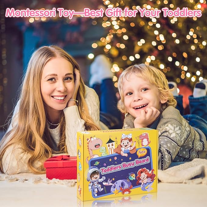 3 Year Old Girl Birthday Gift, Montessori Busy Board Book, Toddler Toys for 3-6 Year Old Girls Gift, Educational Sensory Learning Activity Toys for Airplane Car Indoor Outdoor