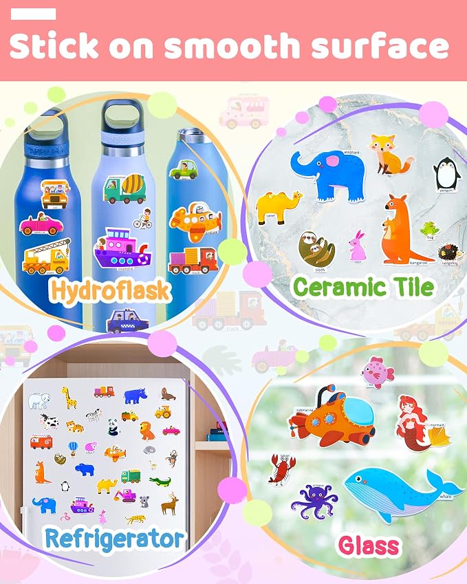 Benresive Reusable Sticker Book for Toddlers, Stickers for Kids, Travel Toy | Toddler Toys, Boys Girls Birthday Gifts, Airplane & Road Trip Essentials Kids, No Mess Waterproof Toddler Crafts Activities