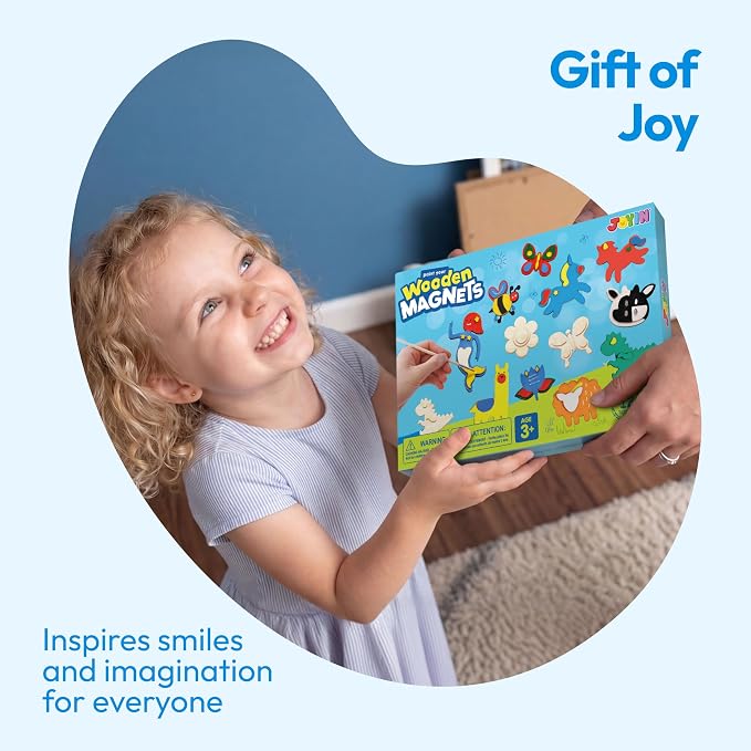 JOYIN 12 Wooden Magnet Creativity Arts & Crafts Painting Kit for Kids, Decorate Your Own Painting Gift for Easter Basket Stuffers, Birthday Parties and Family Crafts, Party Favors for Boys Girls