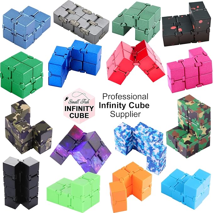 Fidget Cube for Kids & Adults, Built-in Metal Never Ending Infinity Cube | Cool EDC Gadgets, Sensory Fidget Toy for Claming and Stress Relief, Gift for Adults Kids with Autism,and ADHD (Black-Red)