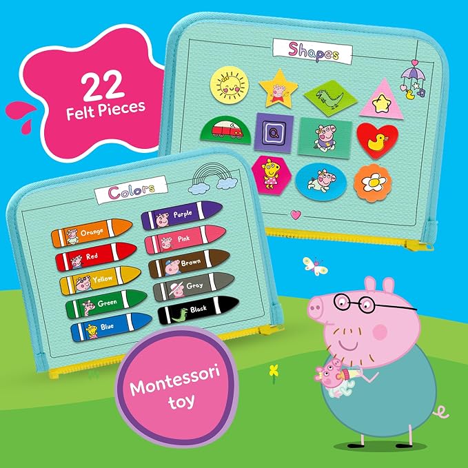 Official Evie Busy Board for Toddlers 3-5 - Montessori Busy Book - Peppa Pig Baby Sister, Sensory Travel Toy for Airplane & Car, Preschool Learning Fine Motor Skills, Birthday Gift for Boys & Girls