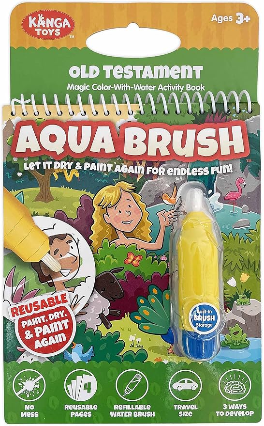 Aqua Brush Old Testament #1 Color with Water Activity Book, Bible School, Preschool, Elementary, Primary, Christian, Religion, for Kids Ages 3+