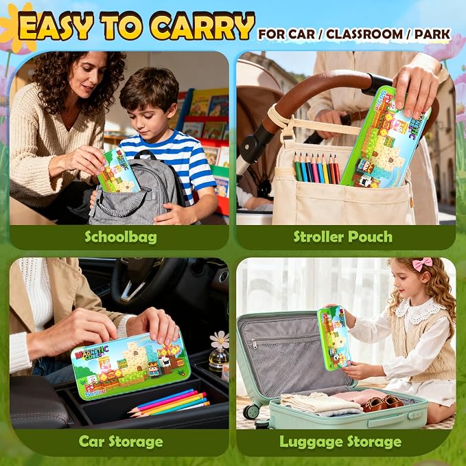 Mini Magnetic Blocks, Portable Building Cubes Travel Toys for Kids Ages 4-8 | STEM Construction Learning Set with Case for Toddlers, Build Mine Magnet World, Christmas Birthday Gift for Boys Girls 3-5
