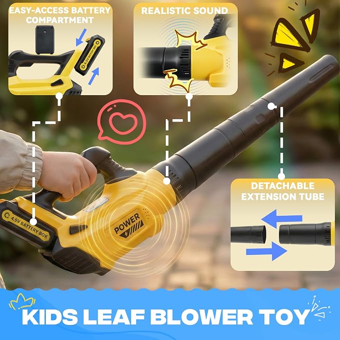 Toy Choi's 2-in-1 Kids Leaf Blower & Weed Trimmer Toy Gardening Tool Set | Outdoor Pretend Play Set with Realistic Lights & Sounds, Includes Safety Goggles, Gifts for Boys Girls Ages 3 4 5 6 7 8+