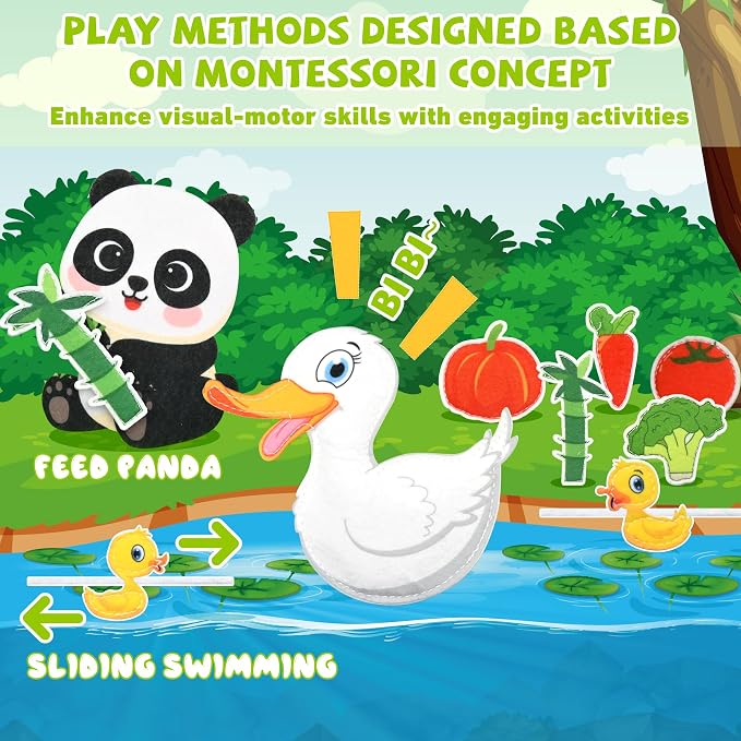 Jungle Educational Book for Toddlers 1-3 - Montessori Quiet Activity & Learning Book with Jungle Animals, Educational Toy for 1 2 3 Year Old Boys Girls, Travel Toy for Airplane & Car Trips