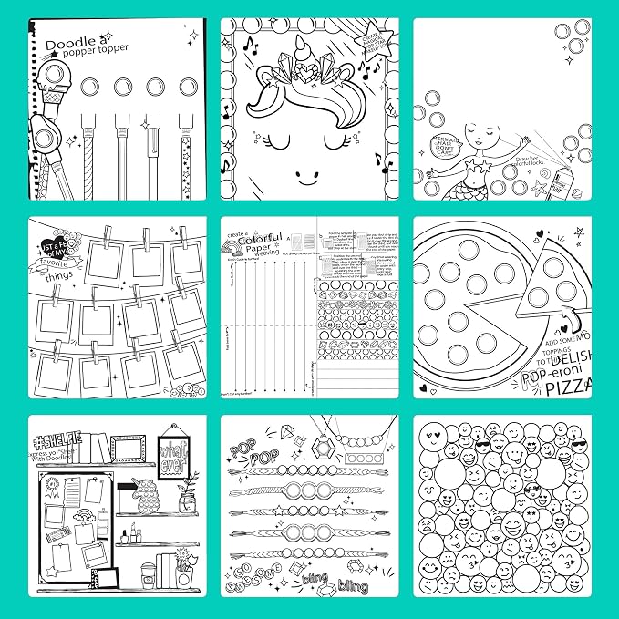 Just My Style Pop & Color Sketchbook, Creative Fidget Sketchbook and Pen Set, Great Weekend Activity, Includes Cute Puffy Stickers & Mindfulness Activity Book for Kids Ages 6, 7, 8, 9
