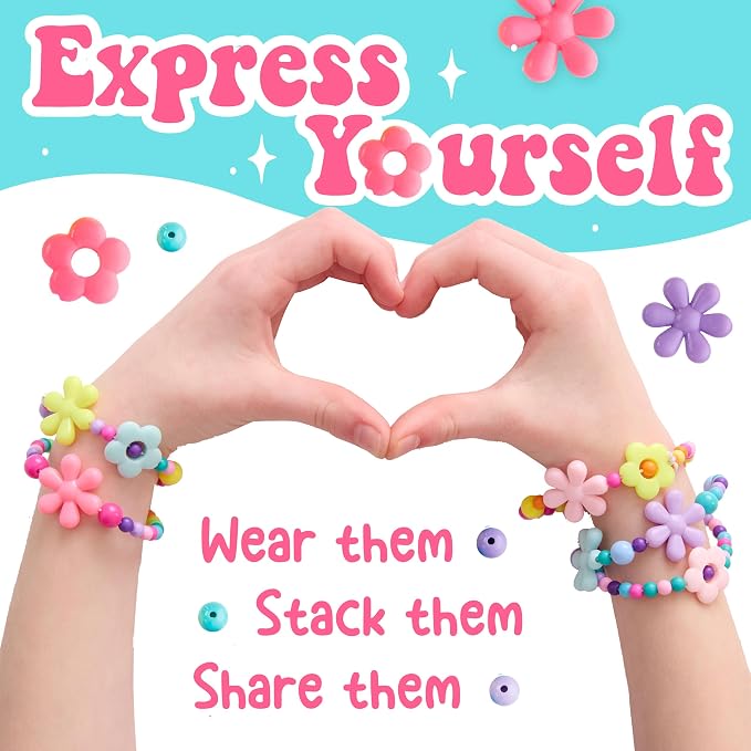 Creativity for Kids Beaded Flower Bracelet Kit, Make 5 (Ages 6+)