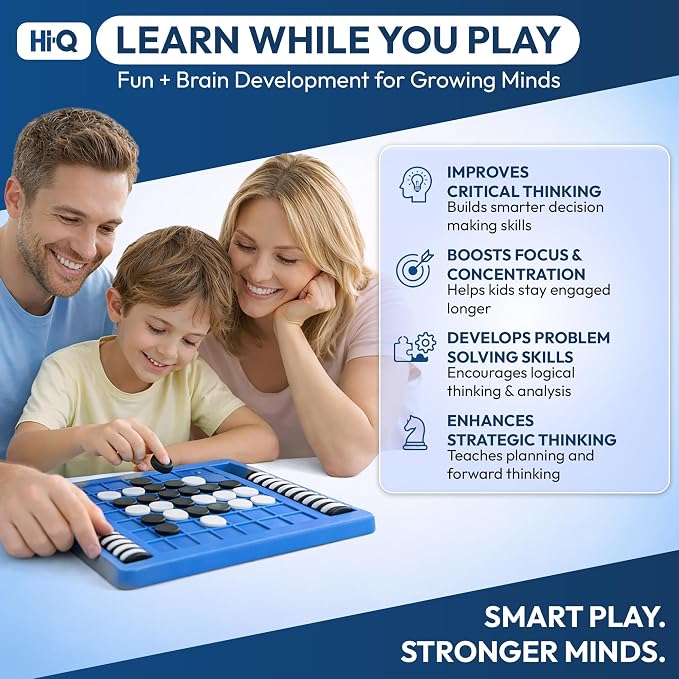 Reversi Board Game for Kids & Adults 14x10x2 Inches – Othello Classic Board Game - with 64 Reversible Discs & Built-in Storage – Strategy Board Game, for Boys & Girls