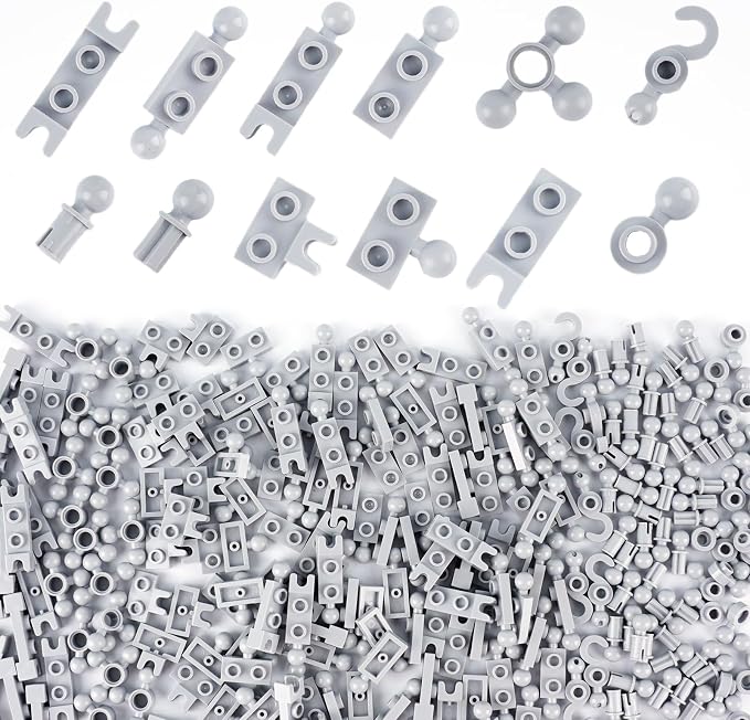 Plate 1x2 Ball Joints Socket - 250pcs Connector Classic Briks Bulk Parts and Pieces Sets, Towball Pins Building Blcok Accessories Light Gray