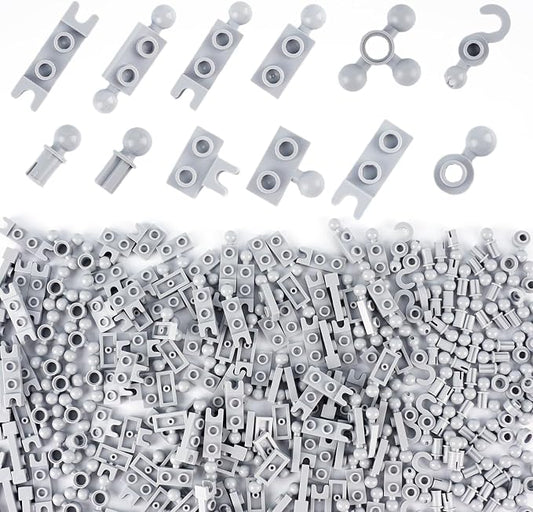 Plate 1x2 Ball Joints Socket - 250pcs Connector Classic Briks Bulk Parts and Pieces Sets, Towball Pins Building Blcok Accessories Light Gray
