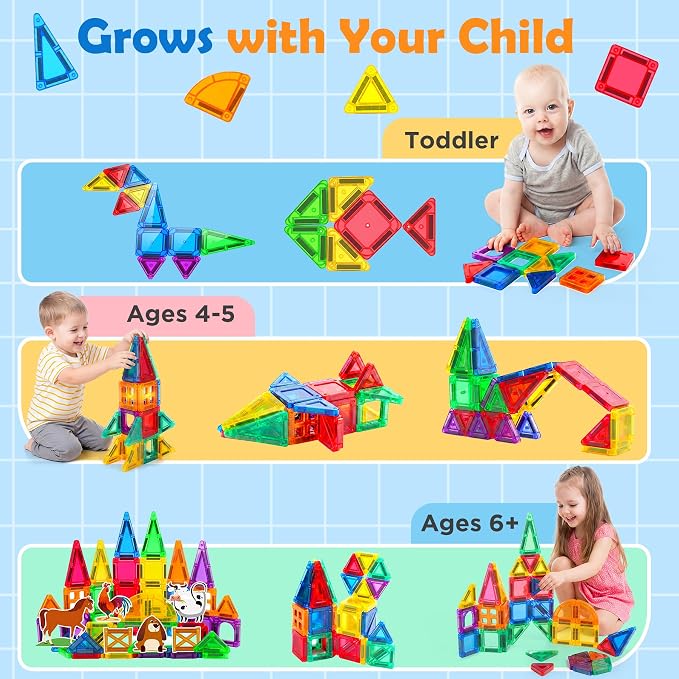 URMYWO Magnetic Building Tiles, Magnetic 3D Blocks Construction Playboards | 36 Pcs, STEM Creative Educational Toys for Kids Ages 4-8, Preschool Kindergarten Game, Farm Theme, Boy Girl Birthday Gifts