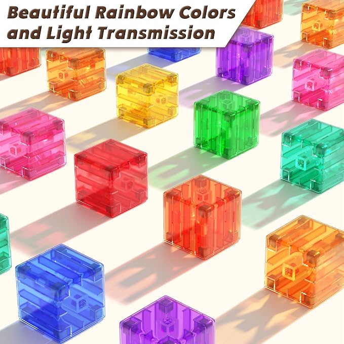 Apluses 45PCS Magnetic Blocks - Transparent Magnet Cubes, Kids Building Blocks, Sensory Autism Gifts for Kids Ages 3+, Preschool Travel Toys for 3-5 Year Old Boys and Girls