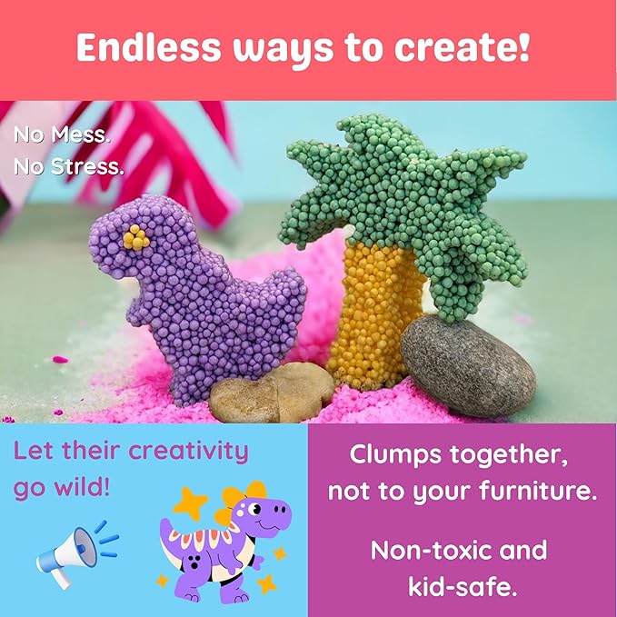 Silly Foam, Creative Modeling Foam Beads, 2-Pack of 6 Primary Colors, Easy Clean Up, Perfect for Preschool and Kids, Arts & Crafts, Sensory Play, STEM, Travel Toy, Holiday Gifts, Non-Toxic (Age 3+)