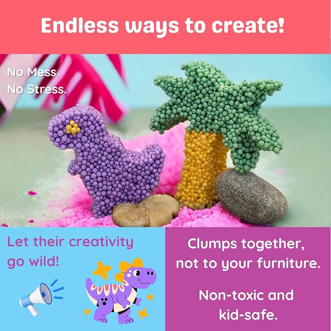 Silly Foam, Creative Modeling Foam Beads, 1-Pack of 6 Primary Colors, Easy Clean Up, Perfect for Preschool and Kids, Arts & Crafts, Sensory Play, STEM, Travel Toy, Holiday Gifts, Non-Toxic (Age 3+)