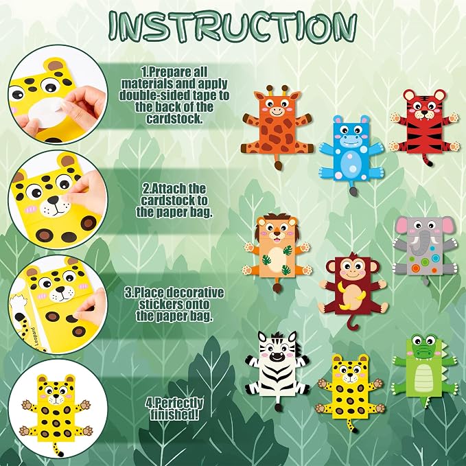 WATINC Hand Puppet Making Kit, Paper Sock Puppet Toys for Kids (Wild) | 9 Styles, Make Your Own Storytelling & Role Play Crafts, Creative Group Activity, Party Favors & Gifts for Kids Ages 4-8