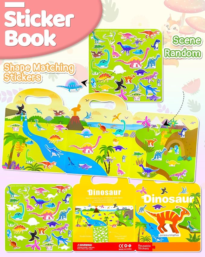Benresive Reusable Sticker Book for Toddlers, Stickers for Kids, Travel Toy | Toddler Toys, Boys Girls Birthday Gifts, Airplane & Road Trip Essentials Kids, No Mess Waterproof Toddler Crafts Activities