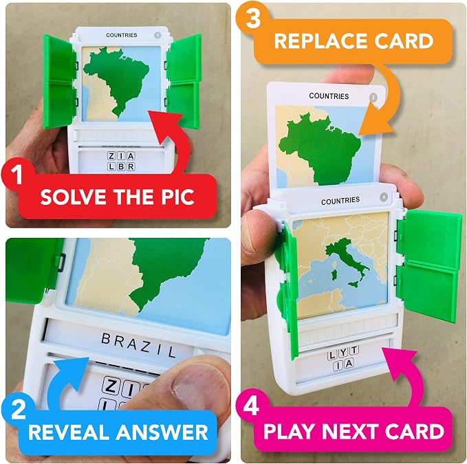 Countries of The World Travel Game - Learn 100 Countries | Flash Cards with Slide Reveal Case | Geography Card Game, Gift, Stocking Stuffer | for Kids and Adults | Ages 6+