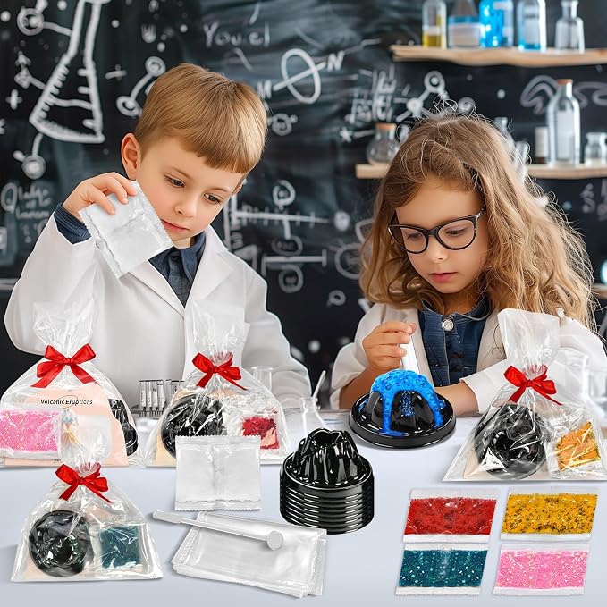 rifamee 24Pcs Volcano Eruption Science Kit Party Favor Experiments Gifts for 4-6 8-12 Age Boys and Girls Valentine's Day Christmas (Volcano 2, One Size)