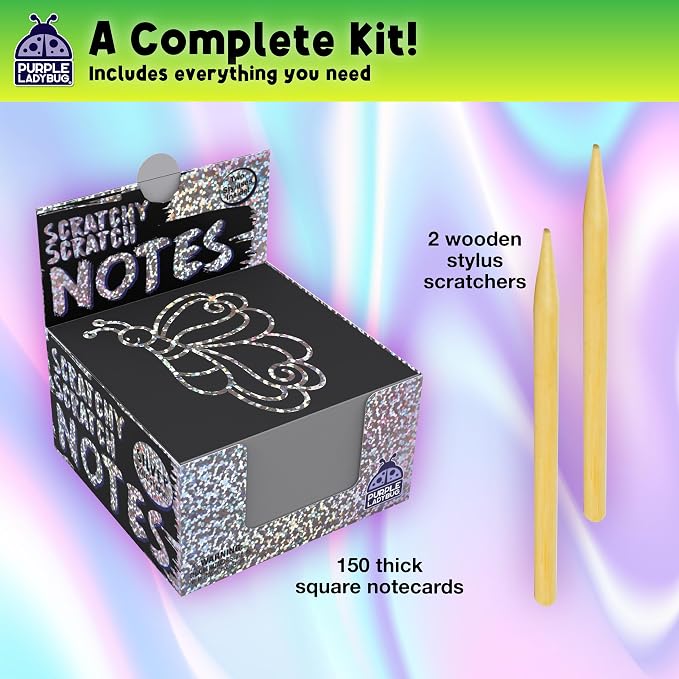Scratch Notes - Silver Holographic Scratch Art Paper for Kids