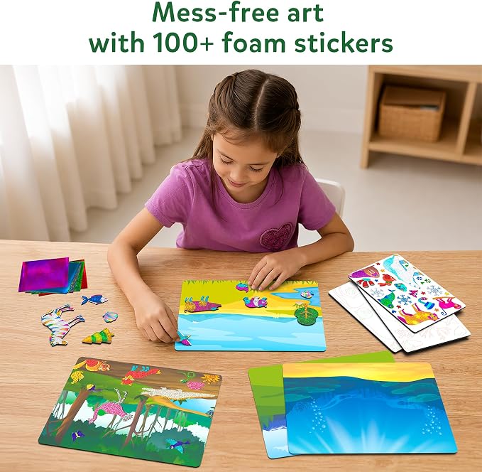 Skillmatics Foil Fun Animals, Foil Art & Craft Kit, Gift for Boys & Girls | Travel Toys, Sticker Activity Kit, Fine Motor Skills, DIY Mess-Free Art, Screen-Free, Gifts for Kids Ages 4, 5, 6, 7, 8, 9